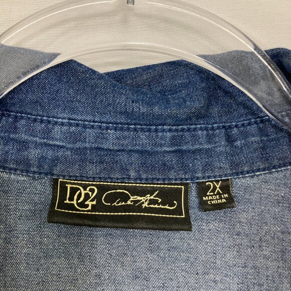 DG2 by Diane Gilman size 2X Blue Denim Studded Snap Button Up Soft Shirt Western - Picture 2 of 10